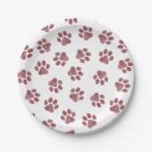 Doodle Paws, Dog Paws, Burgund Paws Pappteller (Vorderseite)