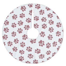 Doodle Paws, Dog Paws, Burgund Paws Polyester Weihnachtsbaumdecke