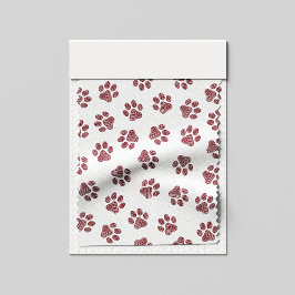 Doodle Paws, Dog Paws, Burgund Paws Stoff