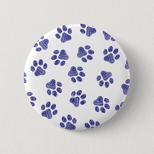 Doodle Paws, Hundepaws, blaue Paws, undurchsichtig Button (Vorderseite)