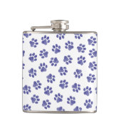 Doodle Paws, Hundepaws, blaue Paws, undurchsichtig Flachmann (Vorderseite)