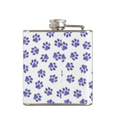 Doodle Paws, Hundepaws, blaue Paws, undurchsichtig Flachmann (Rückseite)