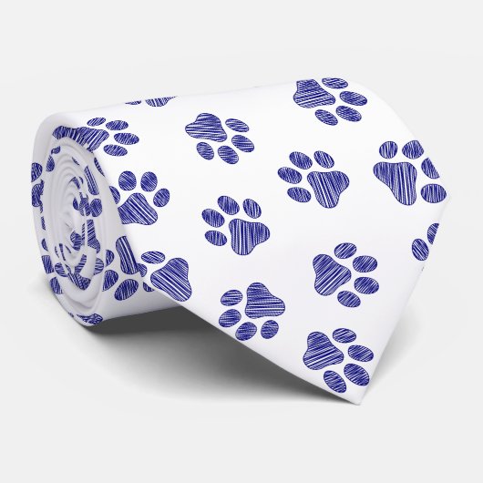 Doodle Paws, Hundepaws, blaue Paws, undurchsichtig Krawatte (Gerollt)