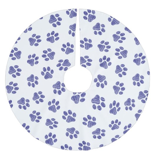 Doodle Paws, Hundepaws, blaue Paws, undurchsichtig Polyester Weihnachtsbaumdecke (Vorderseite)