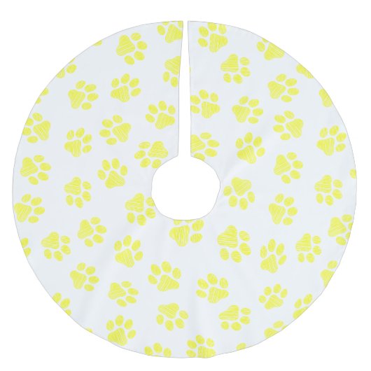 Doodle Paws, Hundepaws, gelbe Paare Polyester Weihnachtsbaumdecke (Vorderseite)
