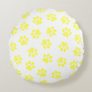 Doodle Paws, Hundepaws, gelbe Paare Rundes Kissen