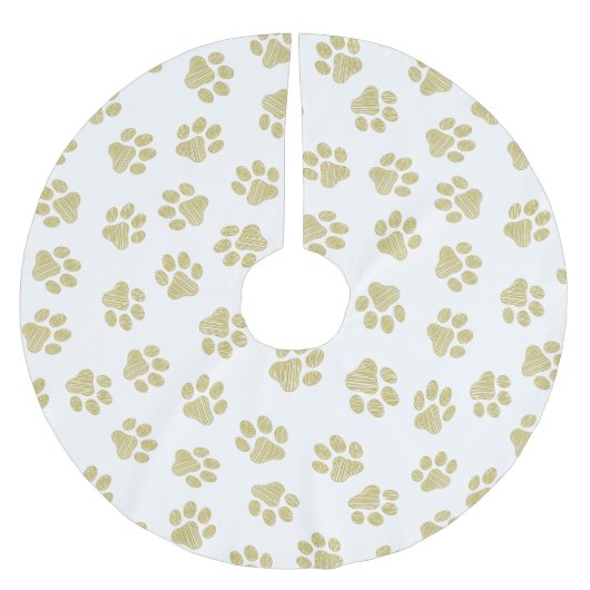 Doodle Paws, Hundepaws, Goldpaare Polyester Weihnachtsbaumdecke (Vorderseite)