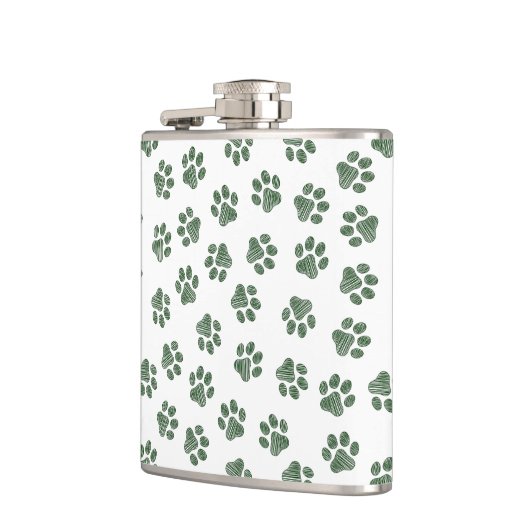 Doodle Paws, Hundepaws, grüne Paws Flachmann (Links)