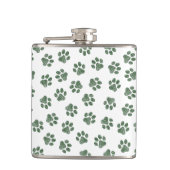 Doodle Paws, Hundepaws, grüne Paws Flachmann (Vorderseite)