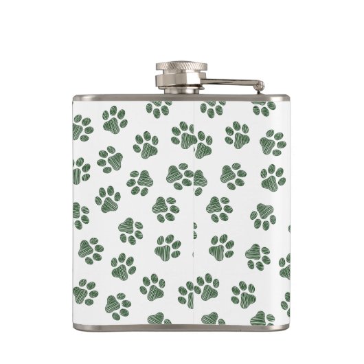 Doodle Paws, Hundepaws, grüne Paws Flachmann (Rückseite)