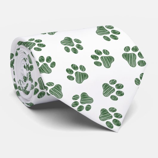 Doodle Paws, Hundepaws, grüne Paws Krawatte (Gerollt)