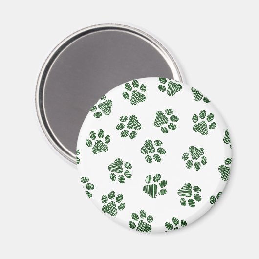 Doodle Paws, Hundepaws, grüne Paws Magnet (Vorderseite/Rückseite)