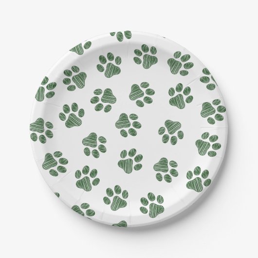 Doodle Paws, Hundepaws, grüne Paws Pappteller (Vorderseite)