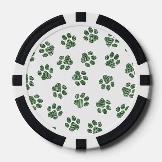 Doodle Paws, Hundepaws, grüne Paws Pokerchips (Vorderseite)