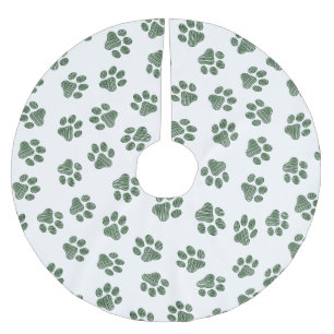 Doodle Paws, Hundepaws, grüne Paws Polyester Weihnachtsbaumdecke