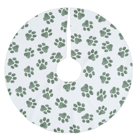 Doodle Paws, Hundepaws, grüne Paws Polyester Weihnachtsbaumdecke (Vorderseite)