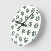 Doodle Paws, Hundepaws, grüne Paws Runde Wanduhr (Winkel)