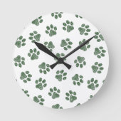 Doodle Paws, Hundepaws, grüne Paws Runde Wanduhr (Vorderseite)