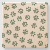Doodle Paws, Hundepaws, grüne Paws Steinuntersetzer (Vorderseite)