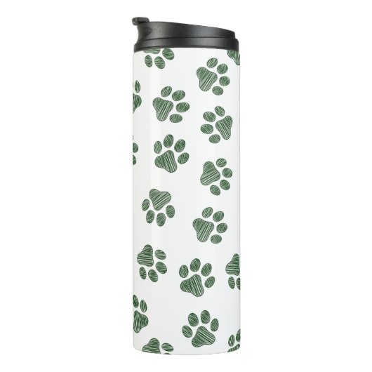 Doodle Paws, Hundepaws, grüne Paws Thermosbecher (Nach rechts gedreht)