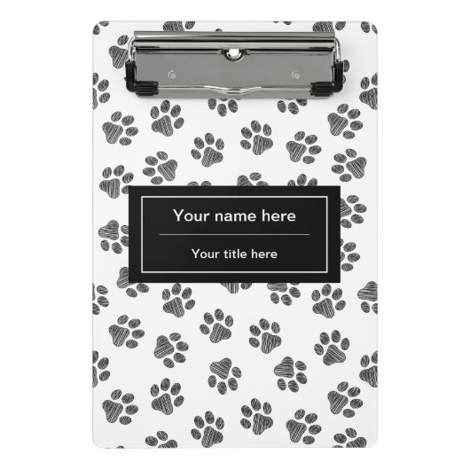 Doodle Paws, Hundepaws, Katzenpaws, schwarze Paws Mini Klemmbrett (Vorderseite)