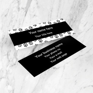 Doodle Paws, Hundepaws, Katzenpaws, schwarze Paws Mini Visitenkarte