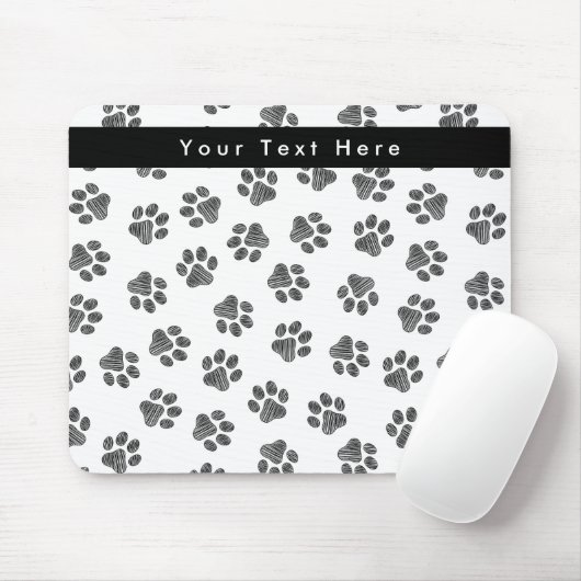 Doodle Paws, Hundepaws, Katzenpaws, schwarze Paws Mousepad (Mit Mouse)
