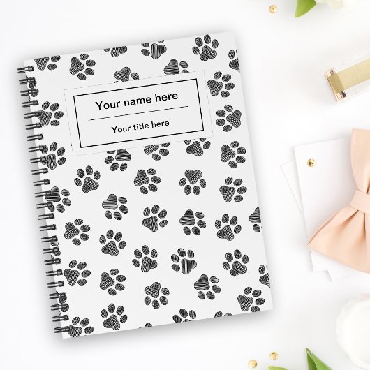 Doodle Paws, Hundepaws, Katzenpaws, schwarze Paws Notizblock