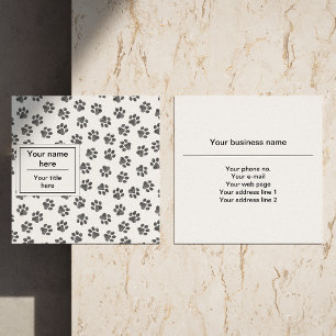 Doodle Paws, Hundepaws, Katzenpaws, schwarze Paws Quadratische Visitenkarte