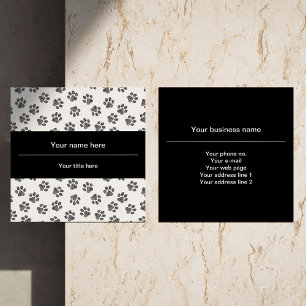 Doodle Paws, Hundepaws, Katzenpaws, schwarze Paws Quadratische Visitenkarte