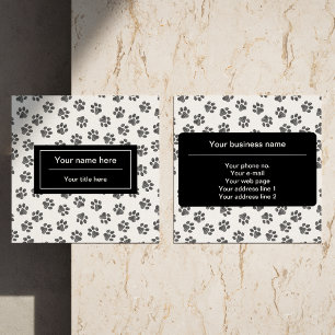 Doodle Paws, Hundepaws, Katzenpaws, schwarze Paws Quadratische Visitenkarte