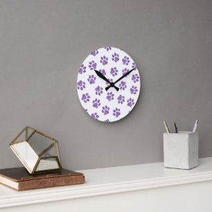 Doodle Paws, Hundepaws, Lila Paare Runde Wanduhr