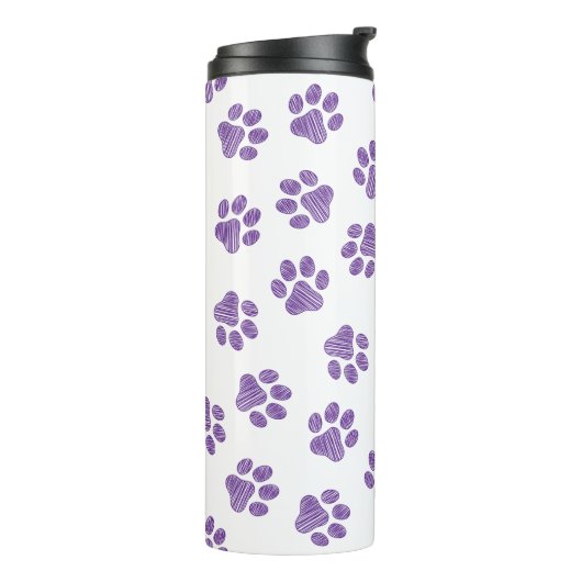 Doodle Paws, Hundepaws, Lila Paare Thermosbecher (Nach links gedreht)