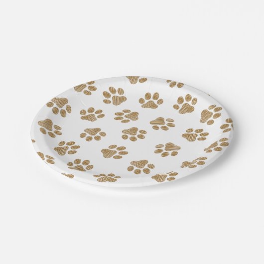 Doodle Paws, Hundepaws, orange Goldpaws Pappteller (Schrägansicht)