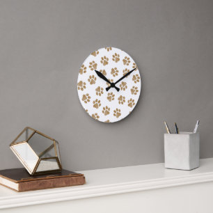 Doodle Paws, Hundepaws, orange Goldpaws Runde Wanduhr