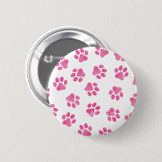 Doodle Paws, Hundepaws, rosa Paws Button (Vorne & Hinten)