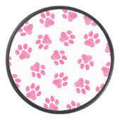Doodle Paws, Hundepaws, rosa Paws Eishockey Puck (Vorderseite)