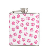 Doodle Paws, Hundepaws, rosa Paws Flachmann (Vorderseite)