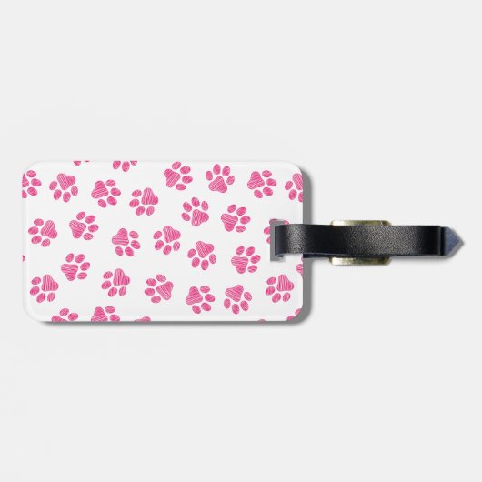 Doodle Paws, Hundepaws, rosa Paws Gepäckanhänger (Rückseite horizontal)