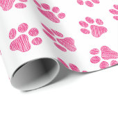 Doodle Paws, Hundepaws, rosa Paws Geschenkpapier (Rolleneckpunkt)