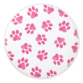 Doodle Paws, Hundepaws, rosa Paws Keramikknauf (Vorderseite)