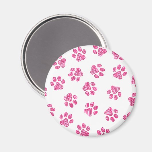 Doodle Paws, Hundepaws, rosa Paws Magnet (Vorderseite/Rückseite)