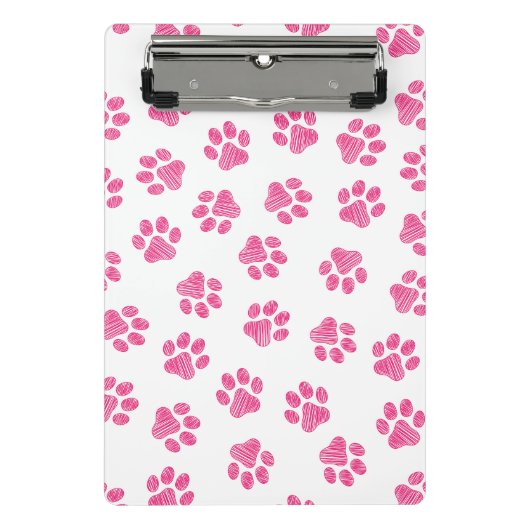 Doodle Paws, Hundepaws, rosa Paws Mini Klemmbrett (Vorderseite)