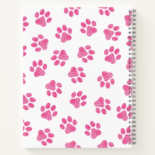 Doodle Paws, Hundepaws, rosa Paws Notizblock (Rückseite)