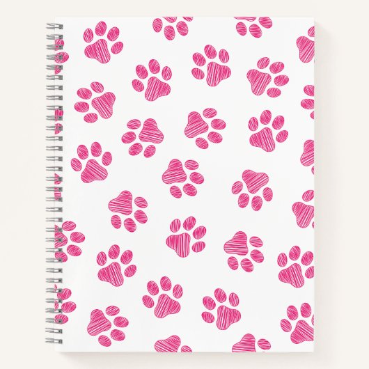 Doodle Paws, Hundepaws, rosa Paws Notizblock (Vorderseite)