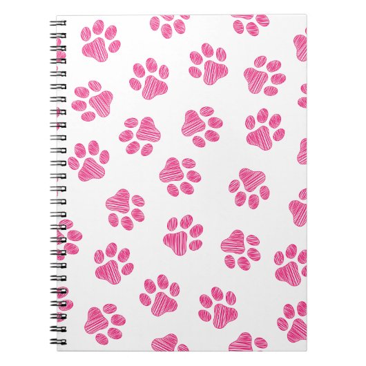 Doodle Paws, Hundepaws, rosa Paws Notizblock (Vorderseite)