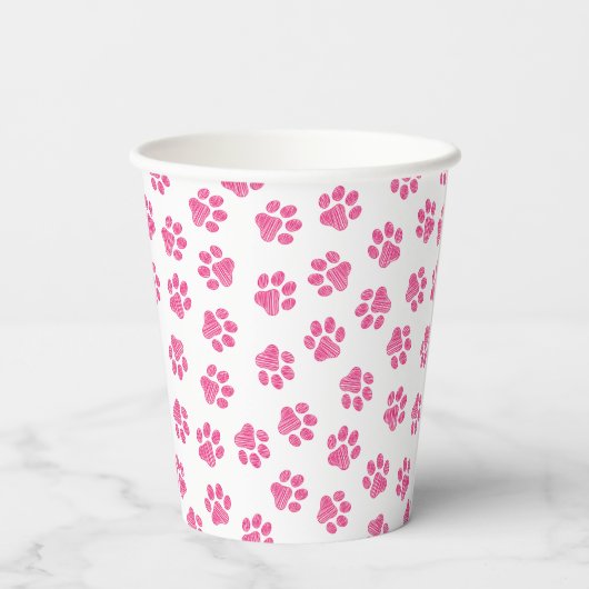 Doodle Paws, Hundepaws, rosa Paws Pappbecher (Rückseite)