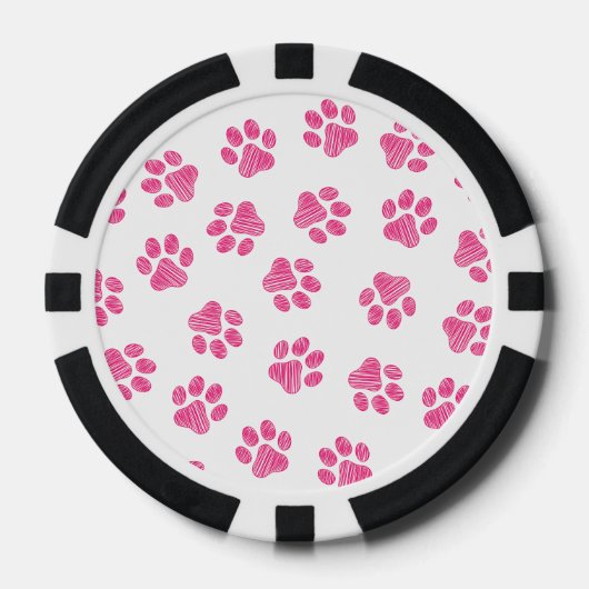 Doodle Paws, Hundepaws, rosa Paws Pokerchips (Vorderseite)
