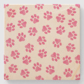 Doodle Paws, Hundepaws, rosa Paws Steinuntersetzer (Vorderseite)