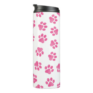 Doodle Paws, Hundepaws, rosa Paws Thermosbecher